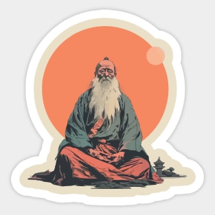 Zen Old Master Meditating Sticker